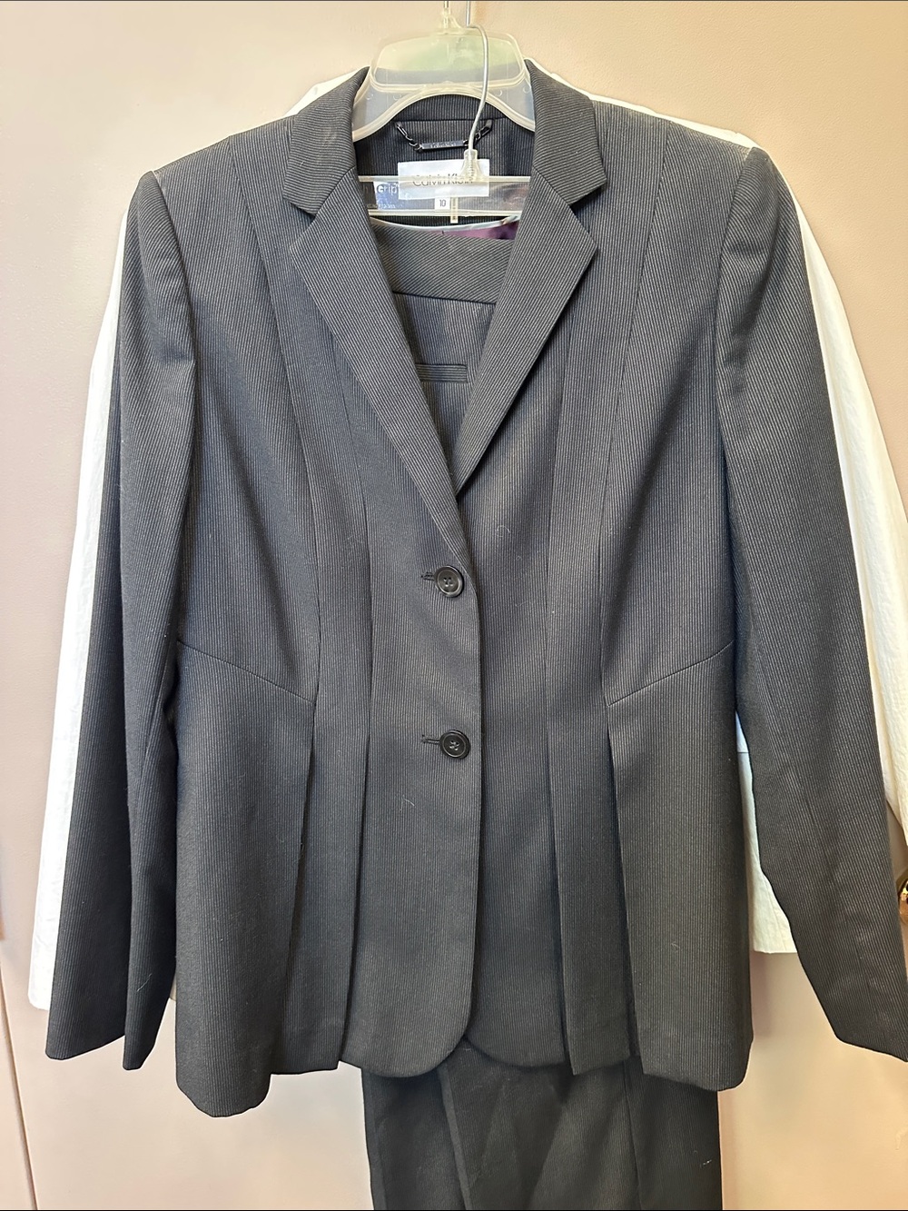 Calvin Klein dark grey/ Black Womens Two-Button Tailored suit